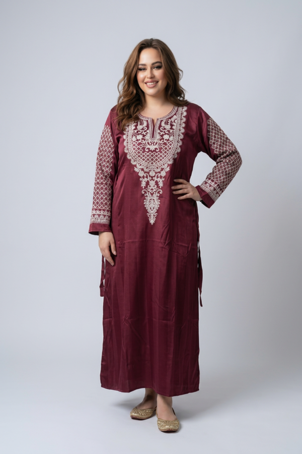 Linen Abaya with Luxurious Embroidery