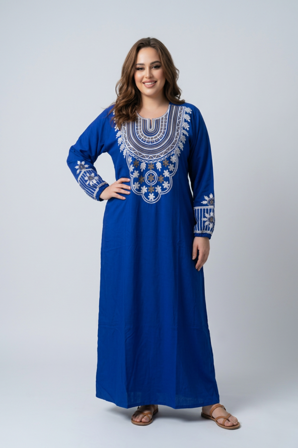 Soft Cotton Abaya with Oriental Embroidery