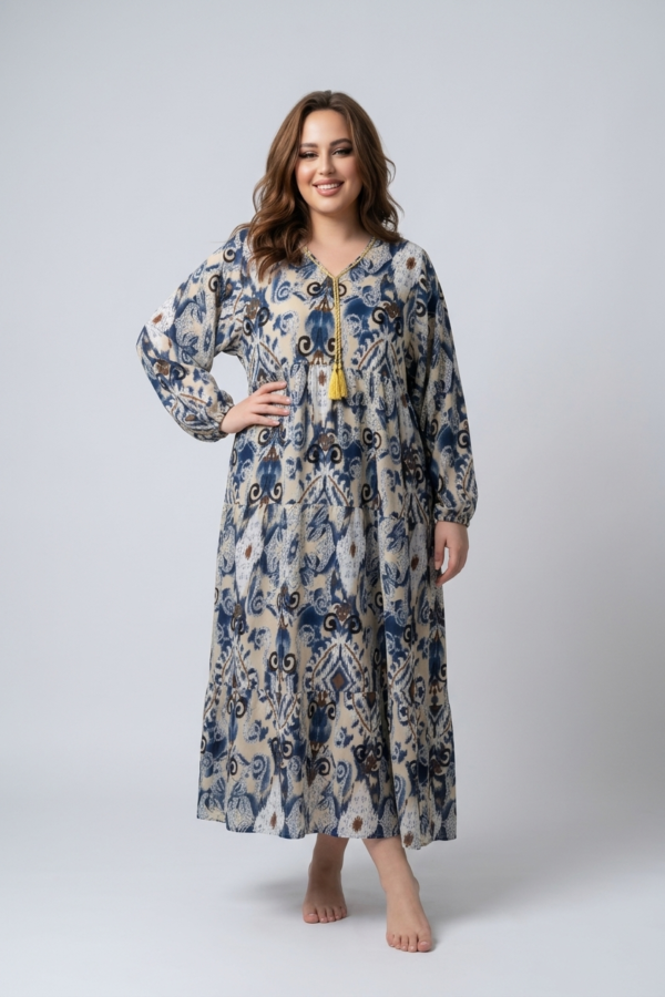 Blue Floral Viscose Dress